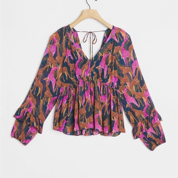 Farm Rio Jirafas Ruffled Blouse. - Picture 2 of 8